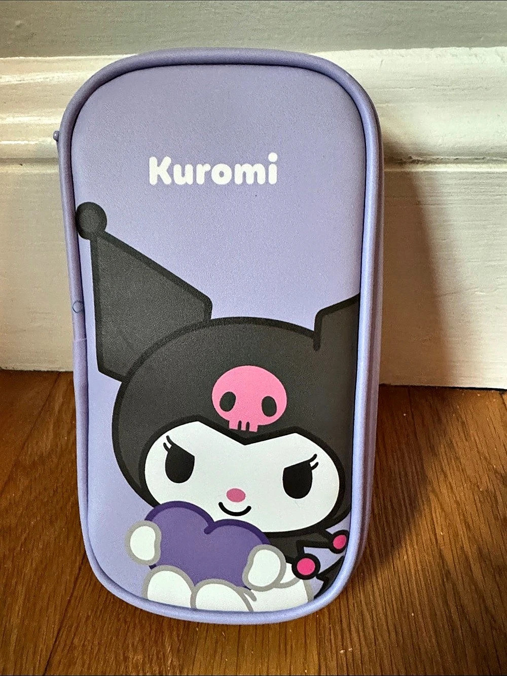 NEW Sanrio Kuromi Purple Pencil Case with hardware zipper and Stickers